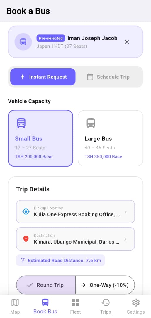 Passenger App Screen 2